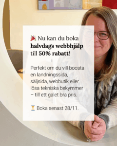 Webbhjälp halvdag - 50% rabatt